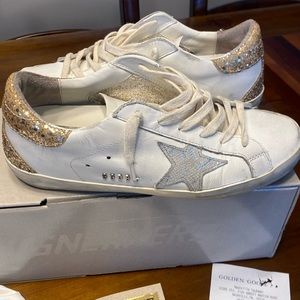 GOLDEN GOOSE GOLD GLITTER HEEL SUPERSTAR SIZE 39